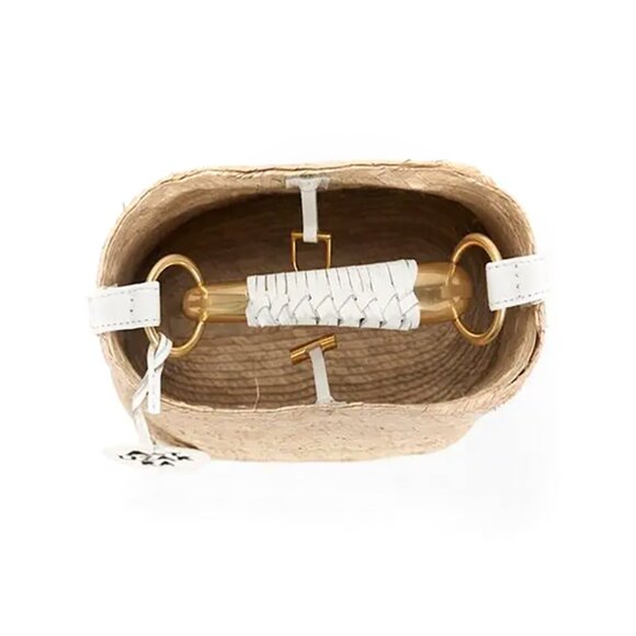 Altuzarra Watermill Straw Metal Handle Mini Bag – Natural/White - Picture 4 of 10